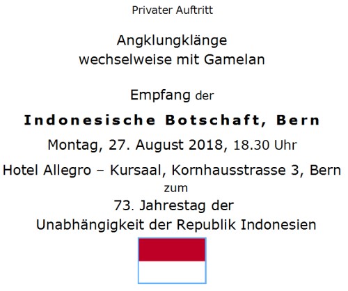 Angklung-Konzert Empfang Indonesische Botschaf, Bern