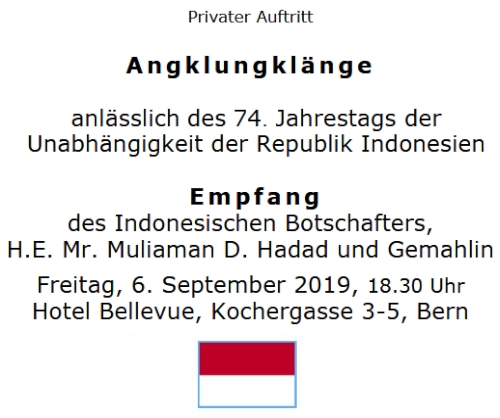 Angklung-Konzert Empfang Indonesischer Botschafter, Bern